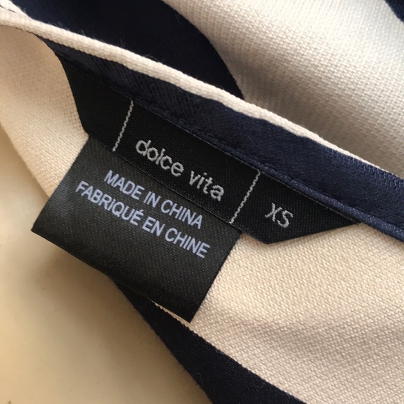 SOLD- DOLCE VITA NAVY & CREAM BACK OUT MINI DRESS - Picture 5 of 8